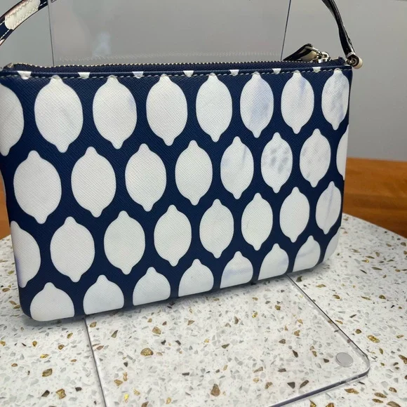Kate Spade Blue and White Geometric Clutch - Lemon Pattern - Picture 4 of 7
